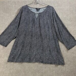 Liz‎ Claiborne Career Woman 3X Blouse Black White Polka Dot Long Sleeve